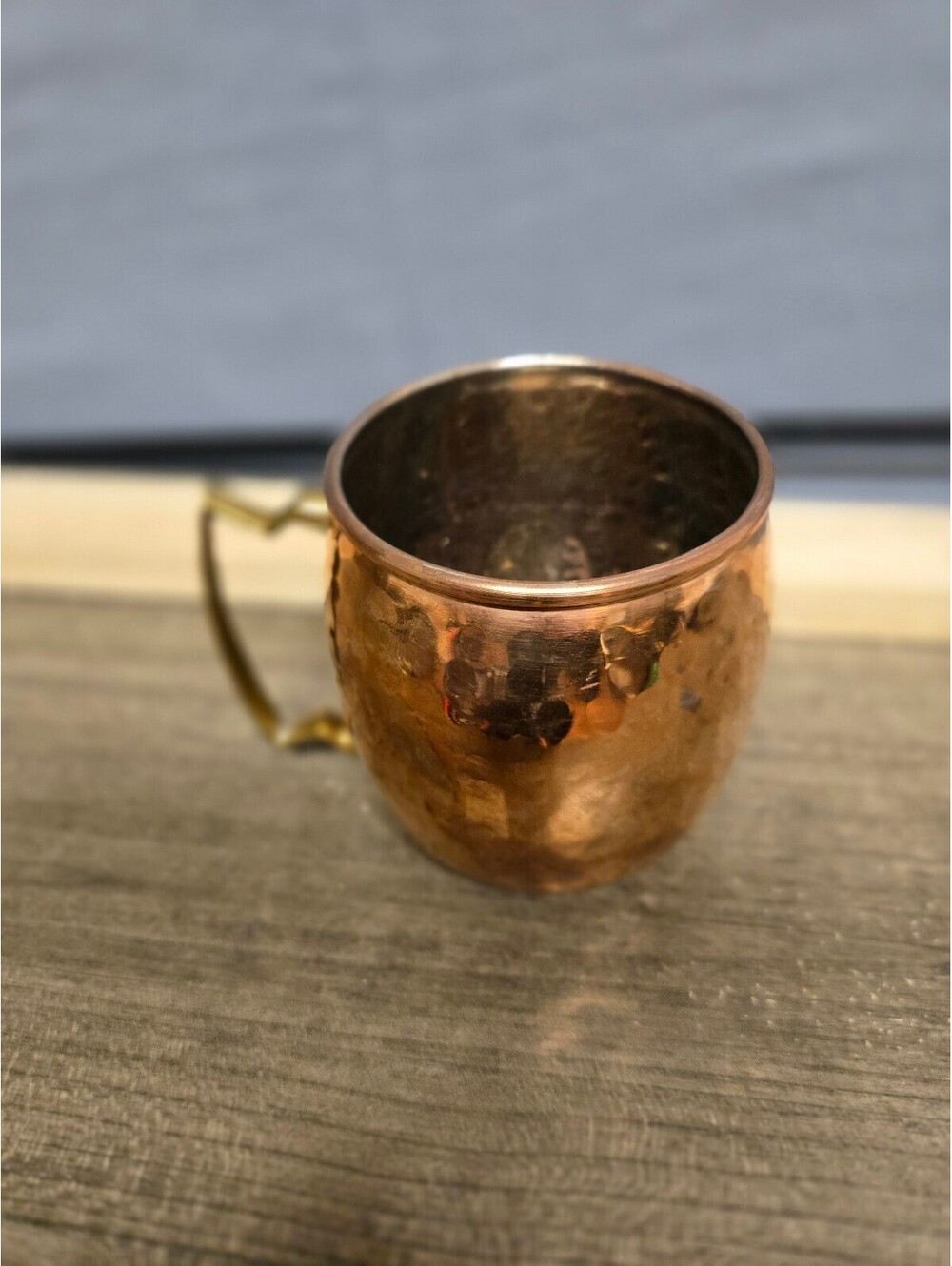Vintage Handmade Hammered Copper Mug with Brass Handle